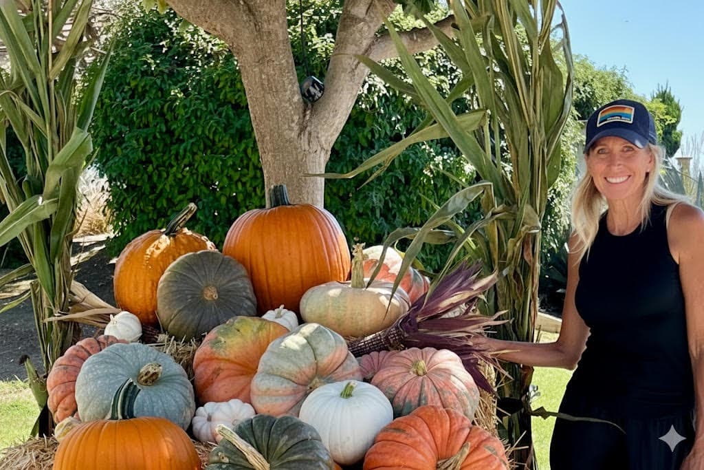Katie, known locally as the San Diego Pumpkin Lady, with heirloom pumpkins in North County San Diego