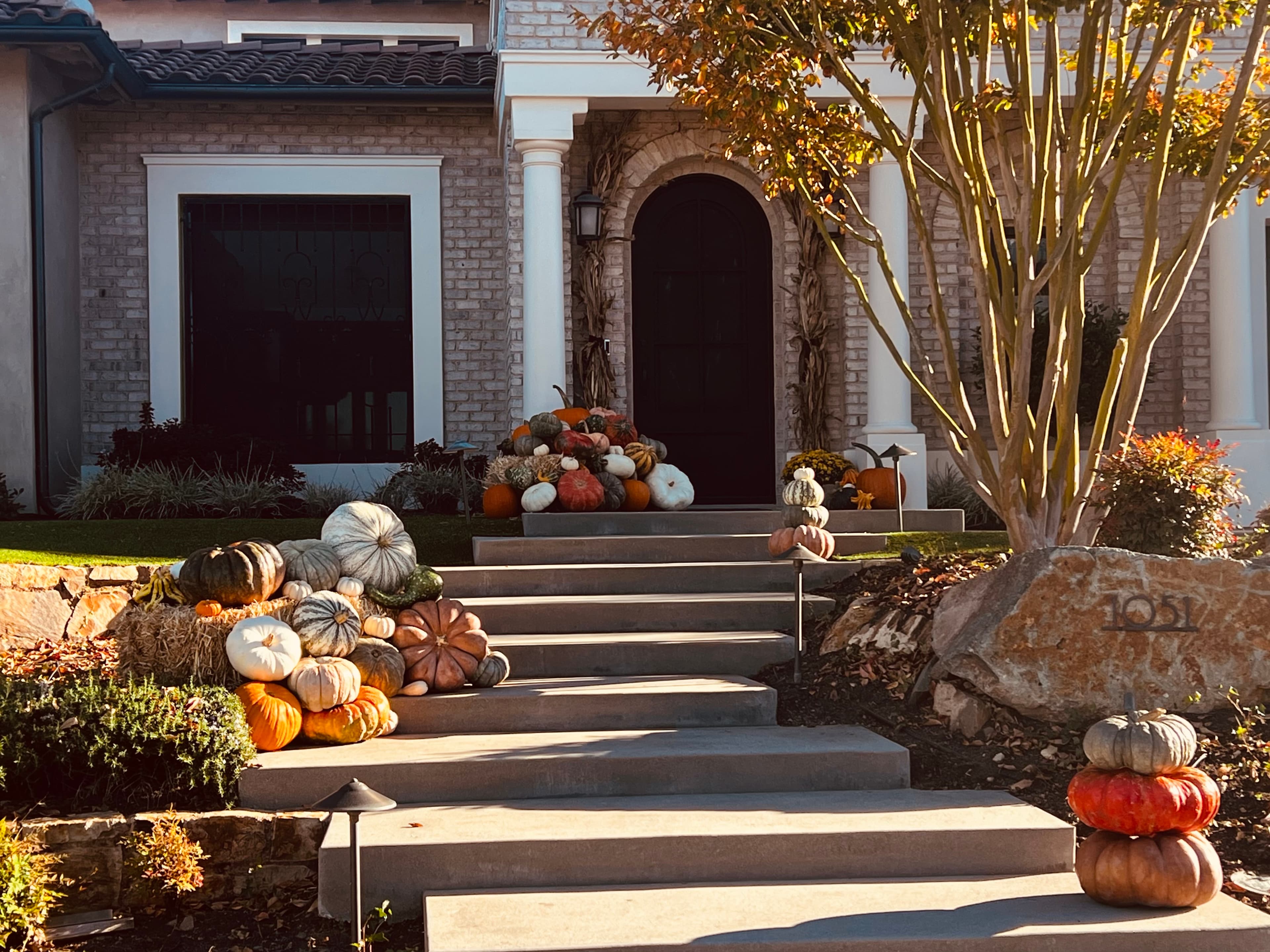 Heirloom pumpkin porch styling in North County San Diego