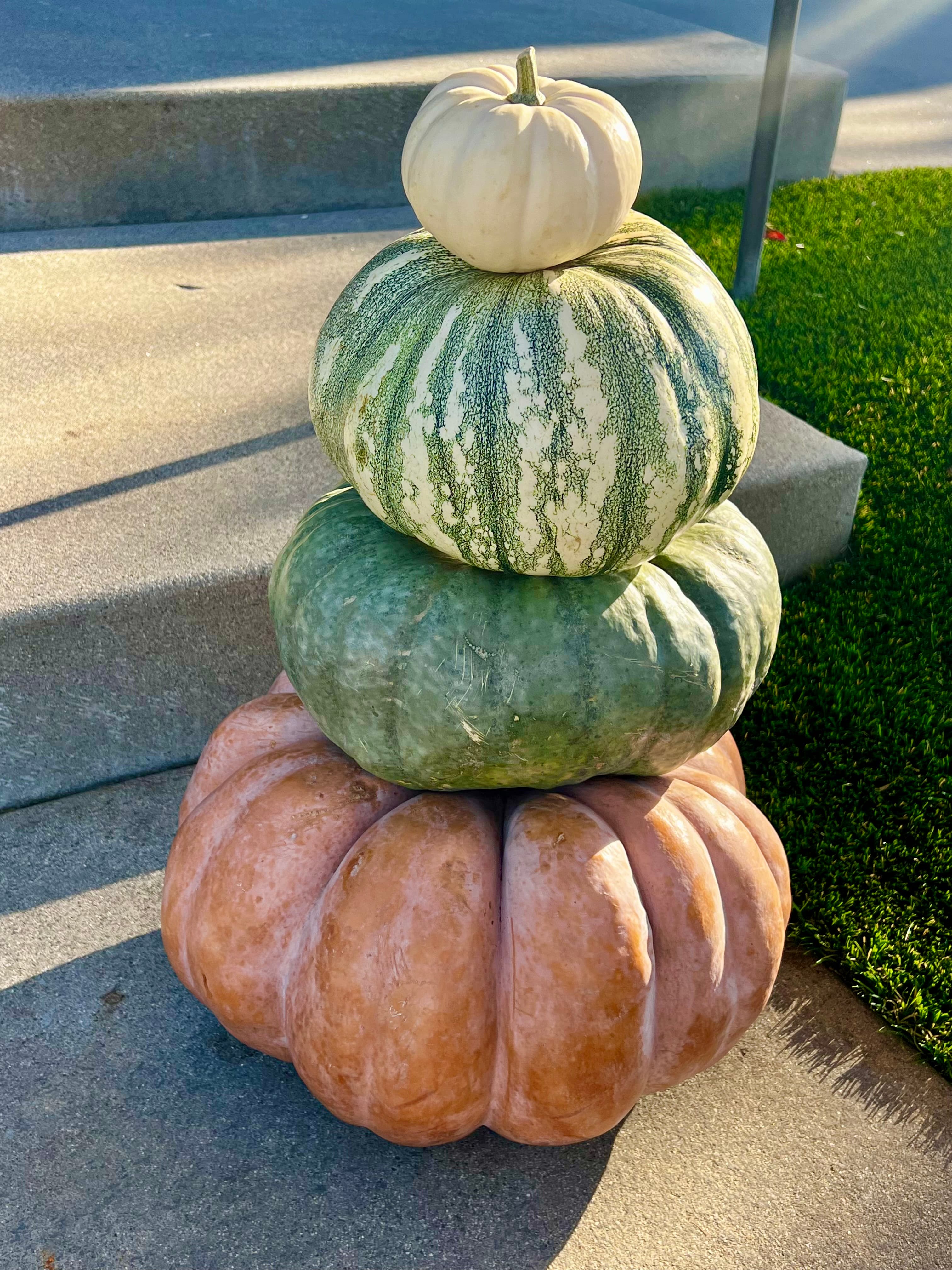 Heirloom pumpkins styled by a San Diego front porch designer